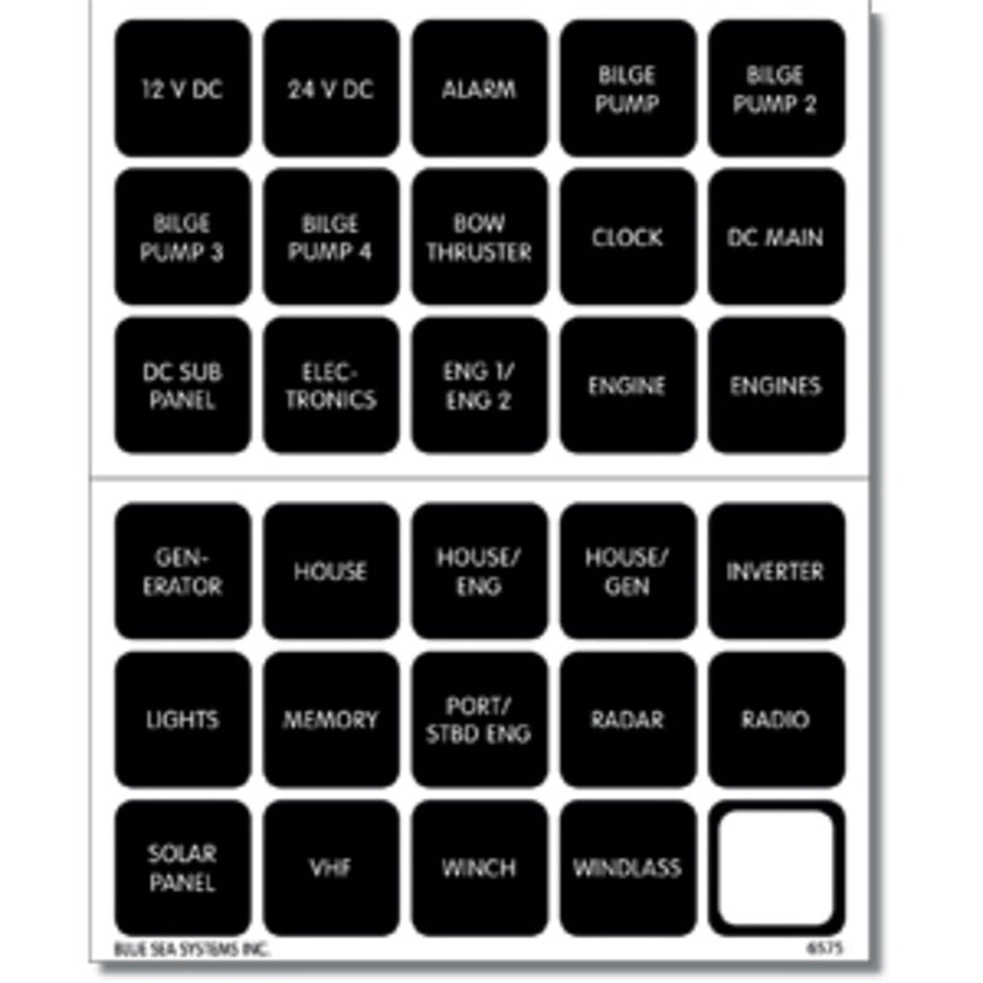 Blue Sea 4218 Square Format Label Set For Battery Management Panels - 30