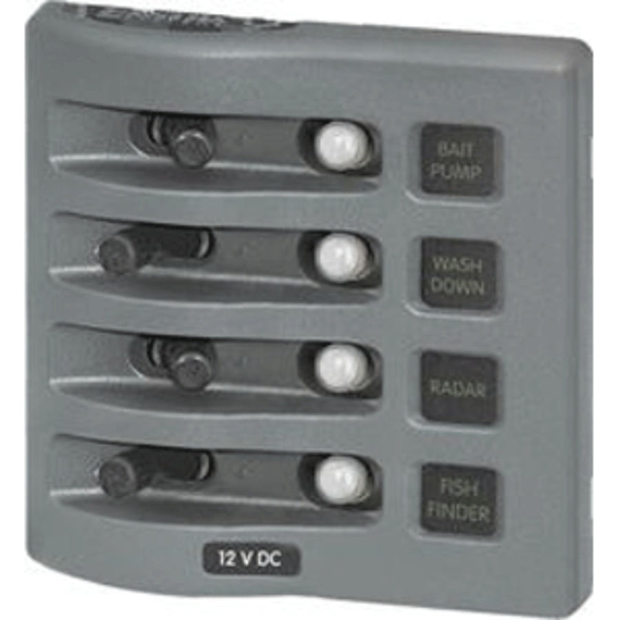 Blue Sea 4374 Weatherdeck Water Resistant Circuit Breaker Panel - 4 Position - Grey