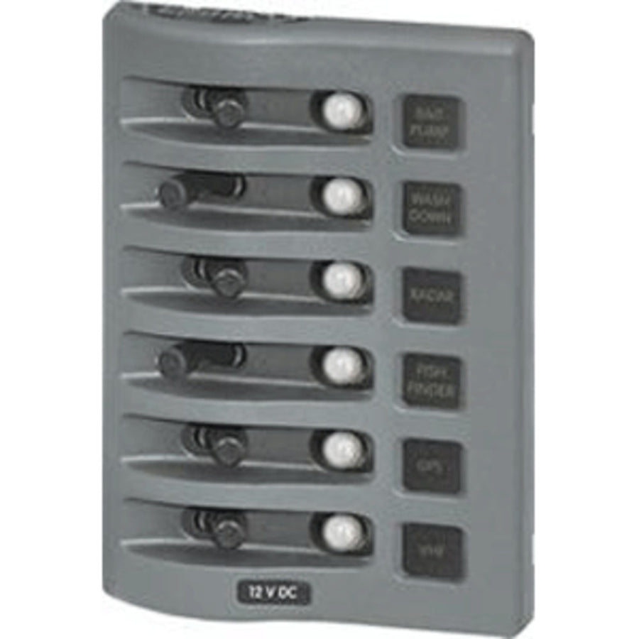 Blue Sea 4376 Weatherdeck Water Resistant Circuit Breaker Panel - 6 Position - Grey