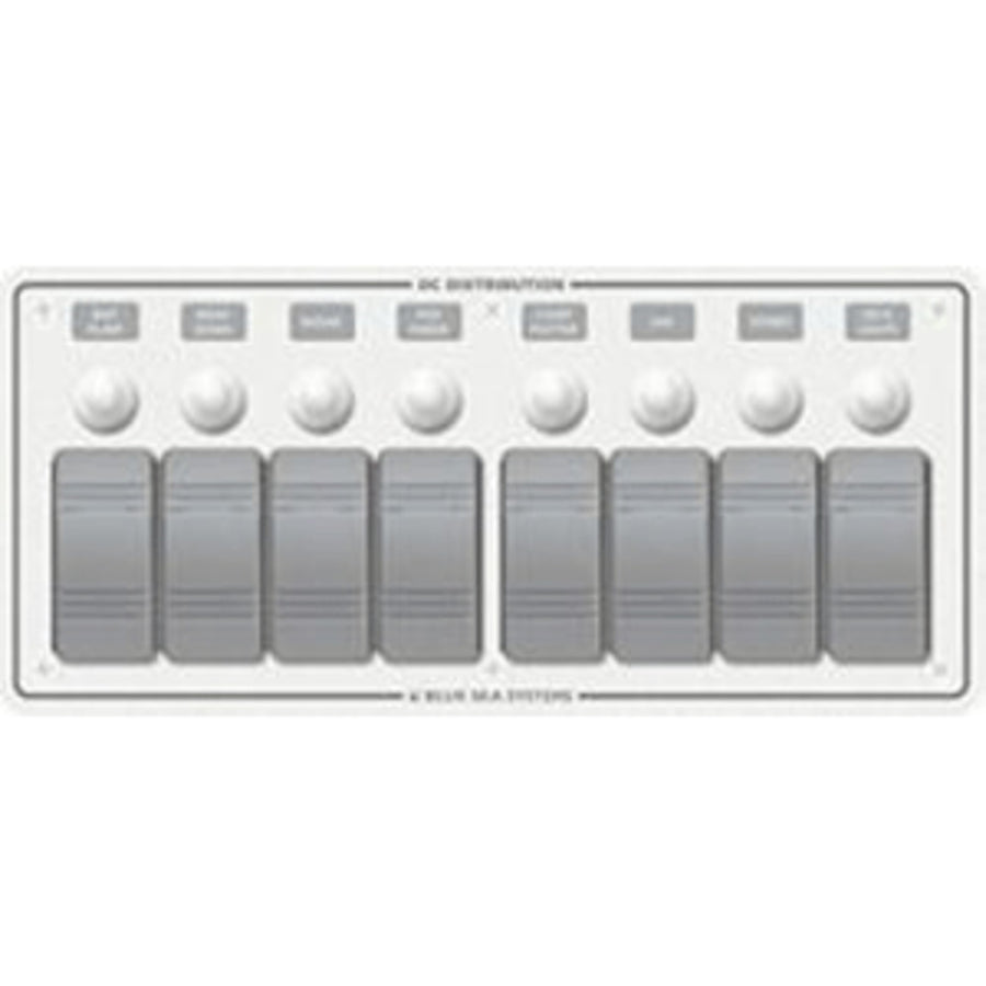 Blue Sea 8271 Water Resistant Panel - 8 Position - White - Horizontal Mount