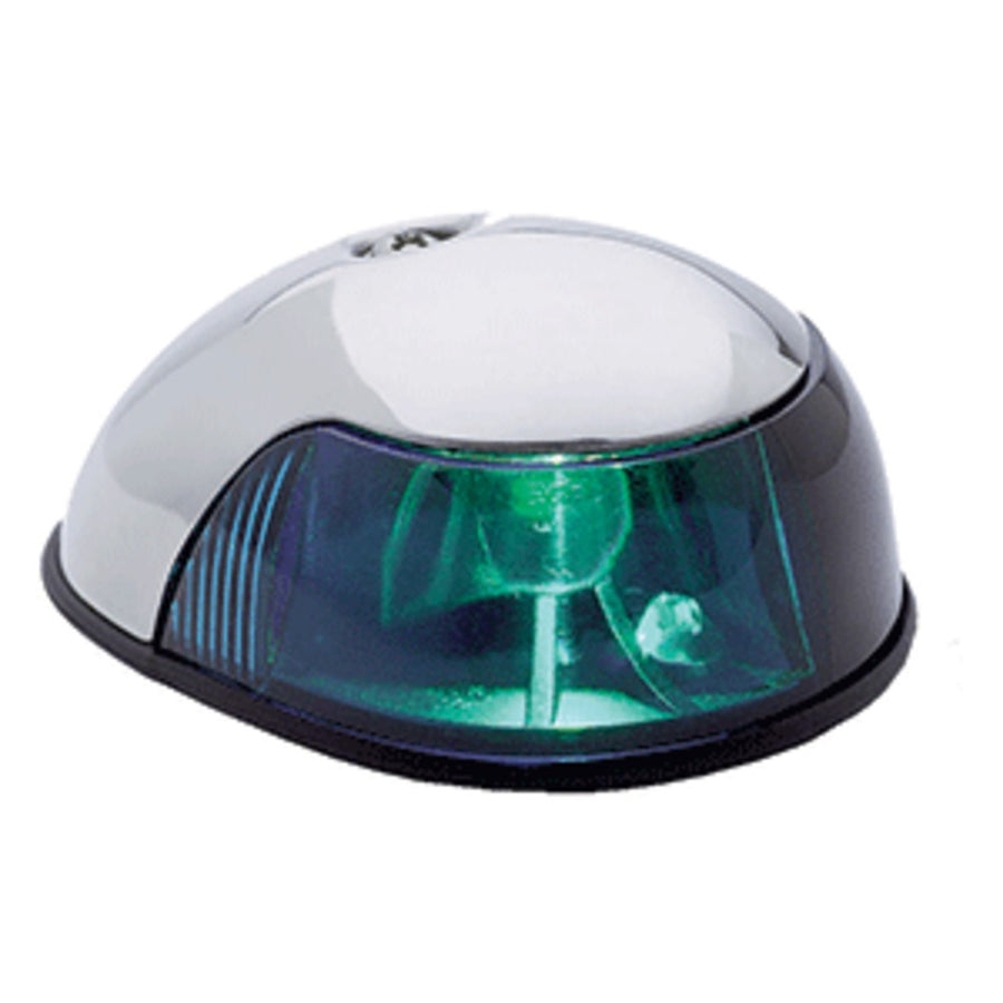 Attwood 2-mile Deck Mount, Green Sidelight - 12v - Stainless Steel Housing