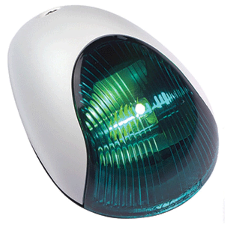 Attwood 2-mile Vertical Mount, Green Sidelight - 12v - White Plastic Housing