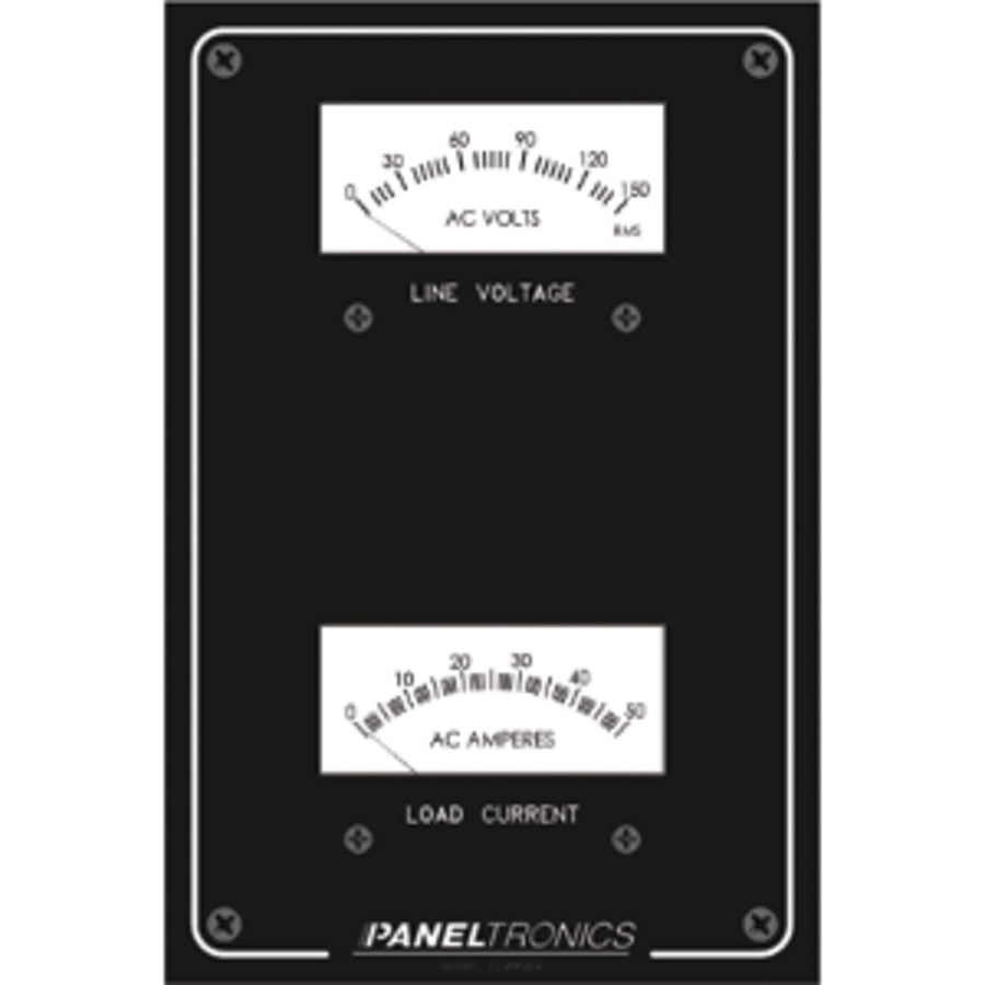Paneltronics Standard Panel Ac Meter - 0-150 Ac Voltmeter & 0-50amp Ammeter