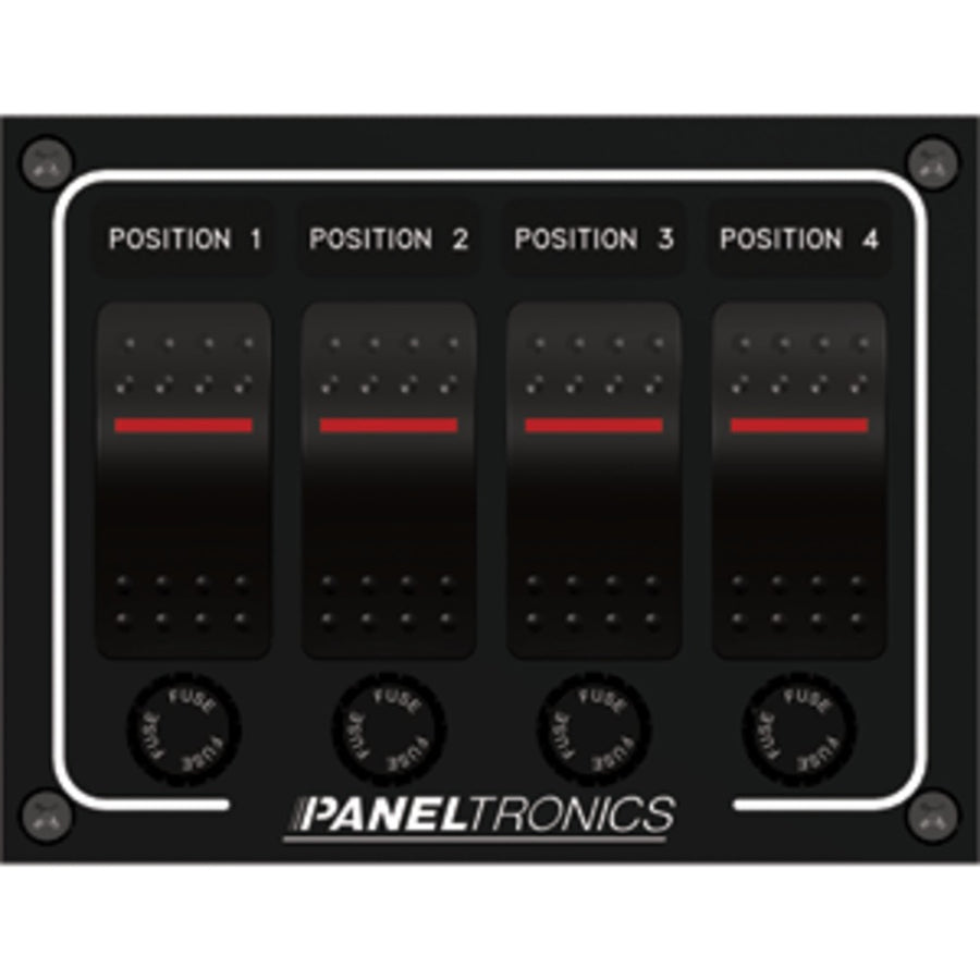 Paneltronics Waterproof Panel - Dc 4-position Illuminated Rocker Switch & Fuse