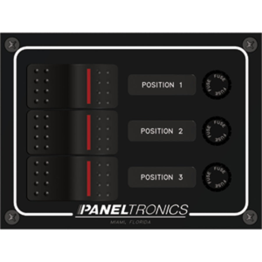 Paneltronics Waterproof Panel - Dc 3-position Illuminated Rocker Switch & Fuse