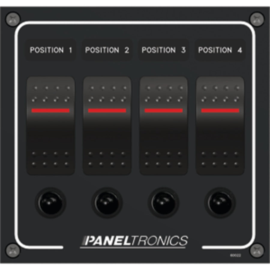 Paneltronics Waterproof Panel - Dc 4-position Illuminated Rocker Switch & Circuit Breaker