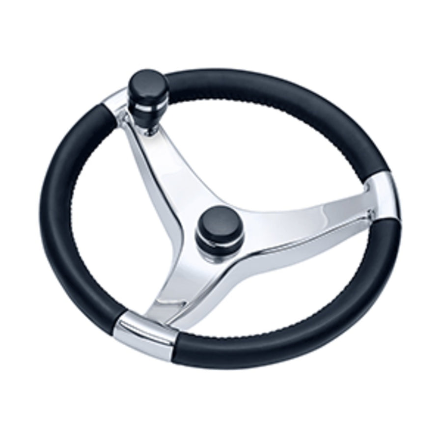 Schmitt & Ongaro Evo Pro 316 Cast Stainless Steel Steering Wheel W/control Knob - 13.5 Diameter