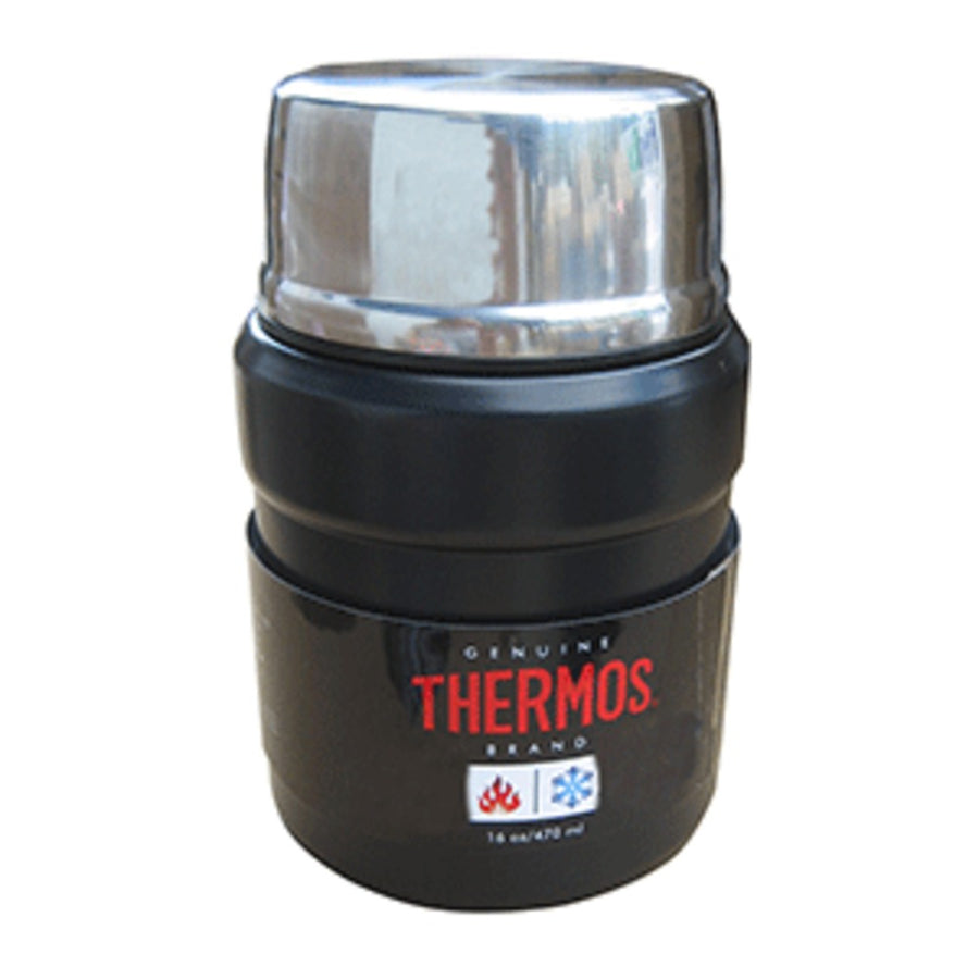 Thermos Stainless King™ Vacuum Insulated Food Jar W/folding Spoon - 16 Oz. - Stainless Steel/matte Black