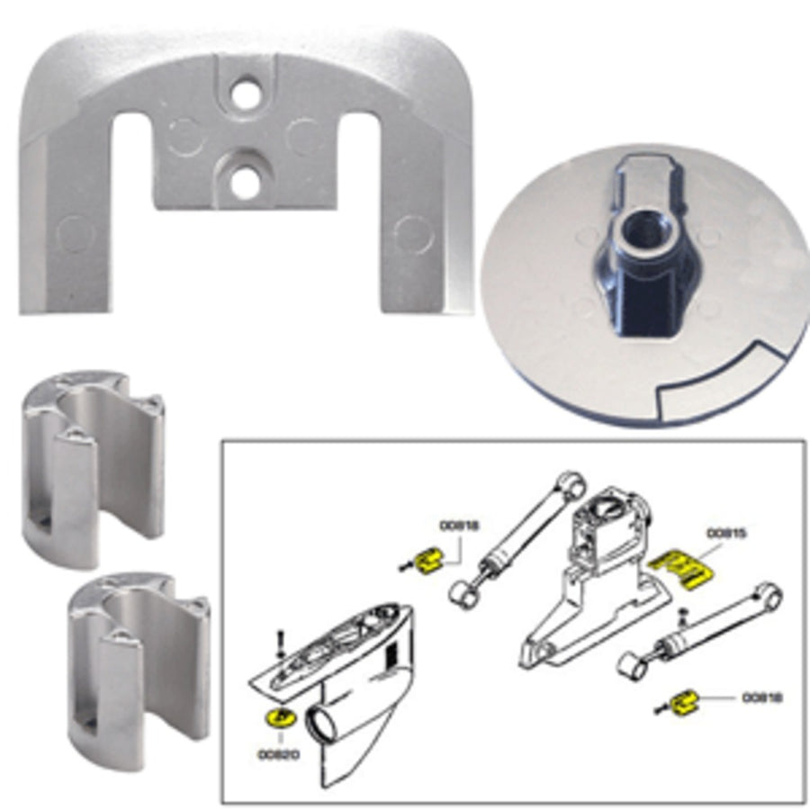 Tecnoseal Anode Kit W/hardware - Mercury Bravo 2-3 Up To 2003 - Magnesium