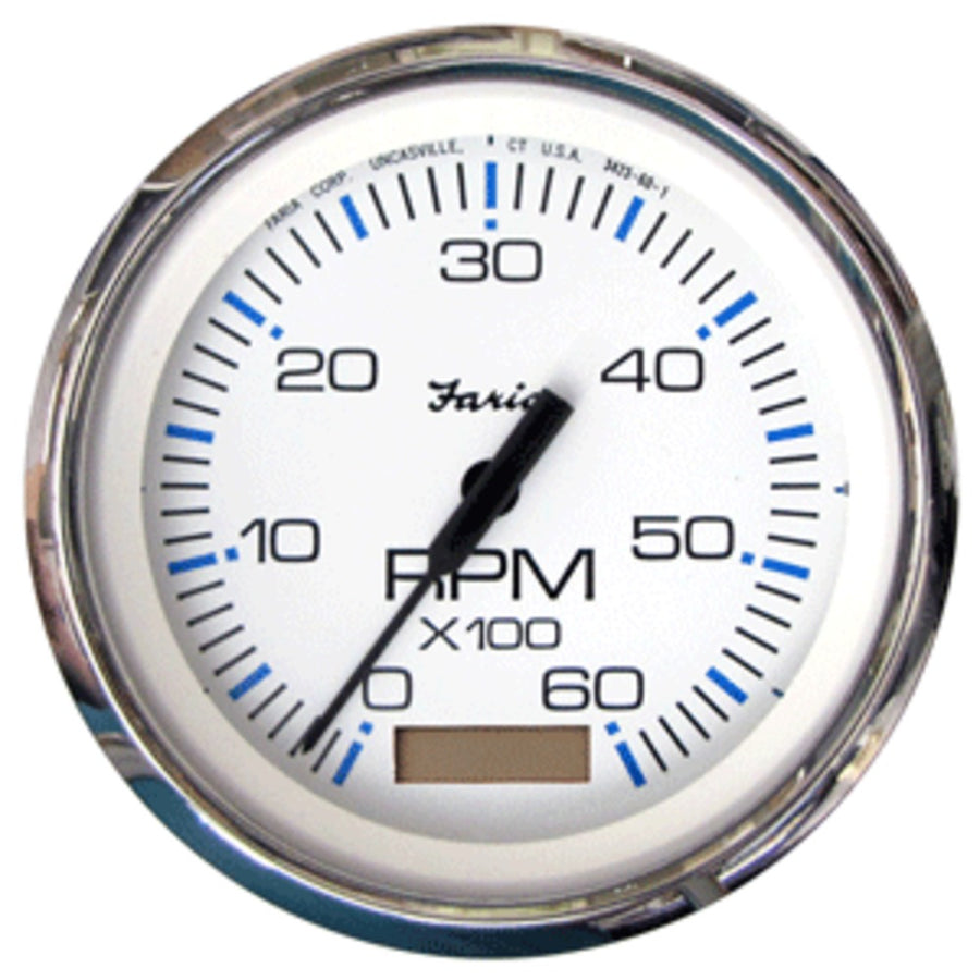 Faria Chesapeake White Ss 4 Tachometer W/hourmeter - 6,000 Rpm (gas - Inboard)