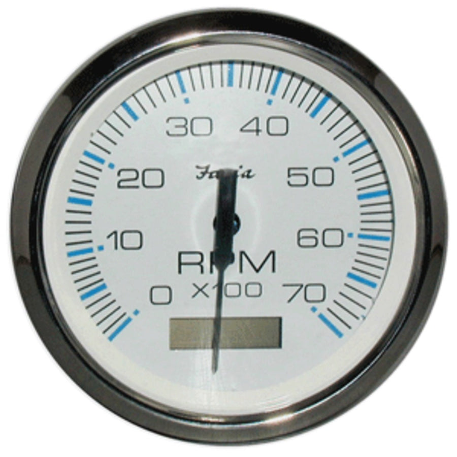 Faria Chesapeake White Ss 4 Tachometer W/hourmeter - 7,000 Rpm (gas - Outboard)