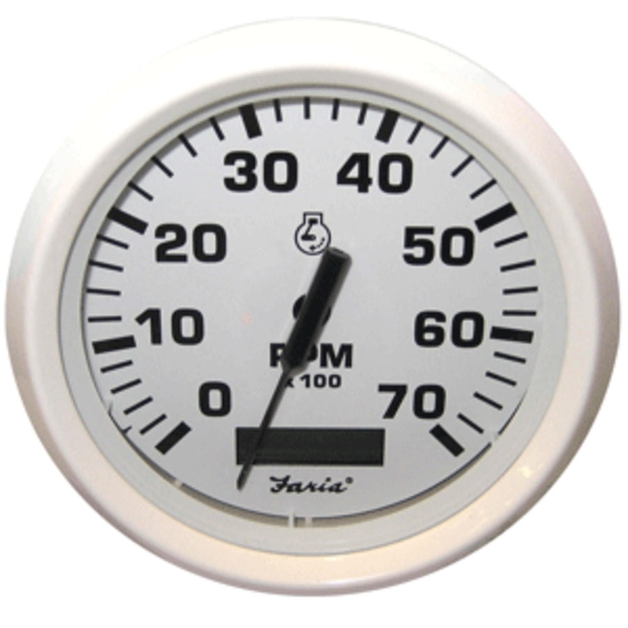 Faria Dress White 4 Tachometer W/hourmeter - 7,000 Rpm (gas - Outboard)