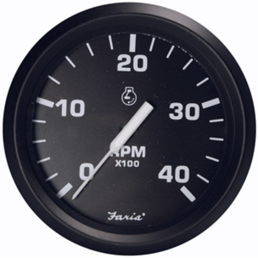 Faria Euro Black 4 Tachometer - 4,000 Rpm (diesel - Magnetic Pick-up)