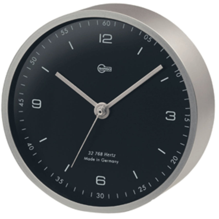 Barigo Pentable Series Quartz Clock - Wall Plated Nickel Housing - 4 Black Dial