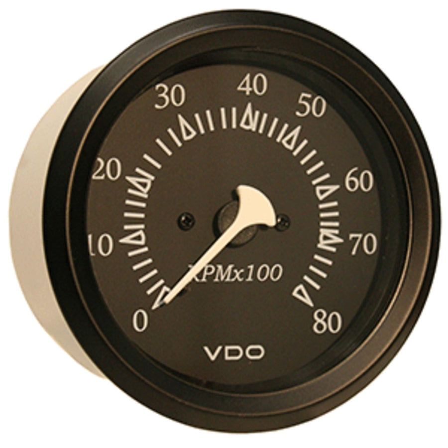 Vdo Allentare Black 8000rpm 3-3/8 (85mm) Outboard Tachometer - 12v - Black Bezel