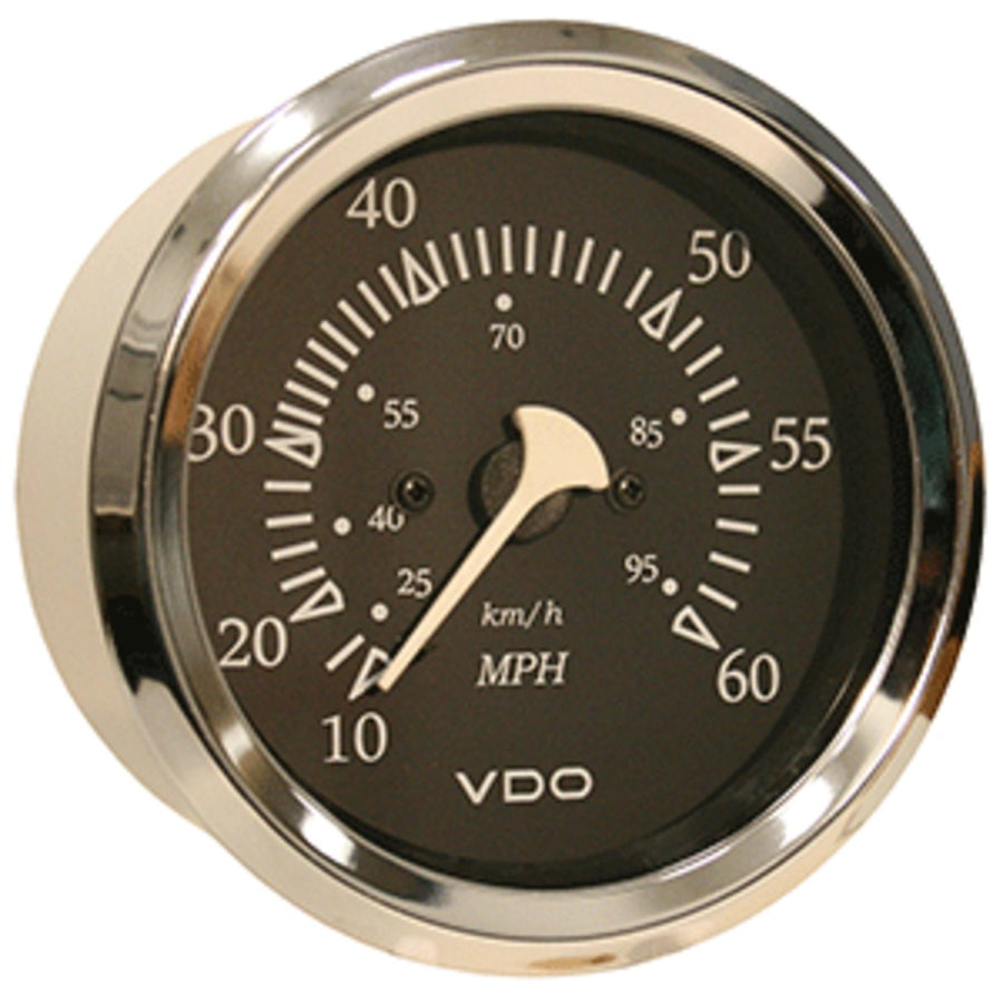 Vdo Allentare Black 60mph 3-3/8 (85mm) Pitot Speedometer - Chrome Bezel
