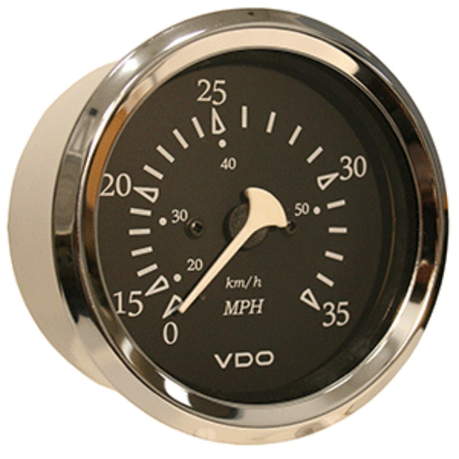 Vdo Allentare Black 35mph 3-3/8 (85mm) Pitot Speedometer - Chrome Bezel