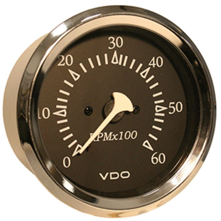 Vdo Allentare Black 6000rpm 3-3/8 (85mm) Sterndrive Tachometer - 12v - Chrome Bezel