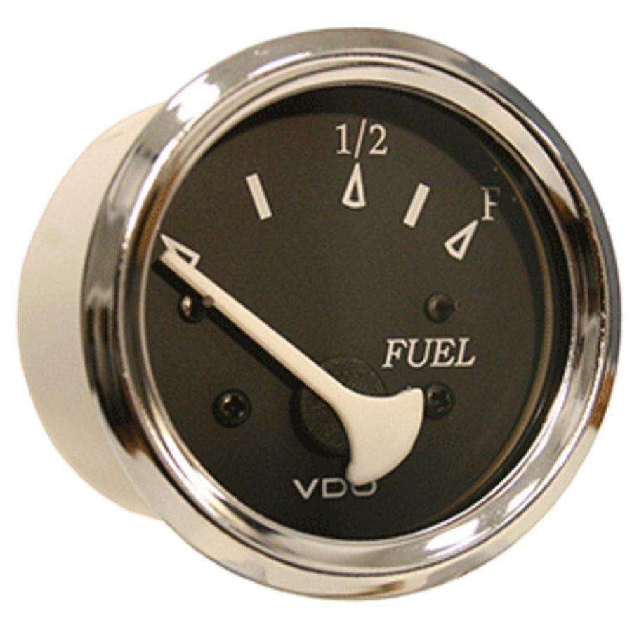 Vdo Allentare Black Fuel Level Gauge - Use W/marine 240-33 Ohm Fuel Senders - 12v - Chrome Bezel