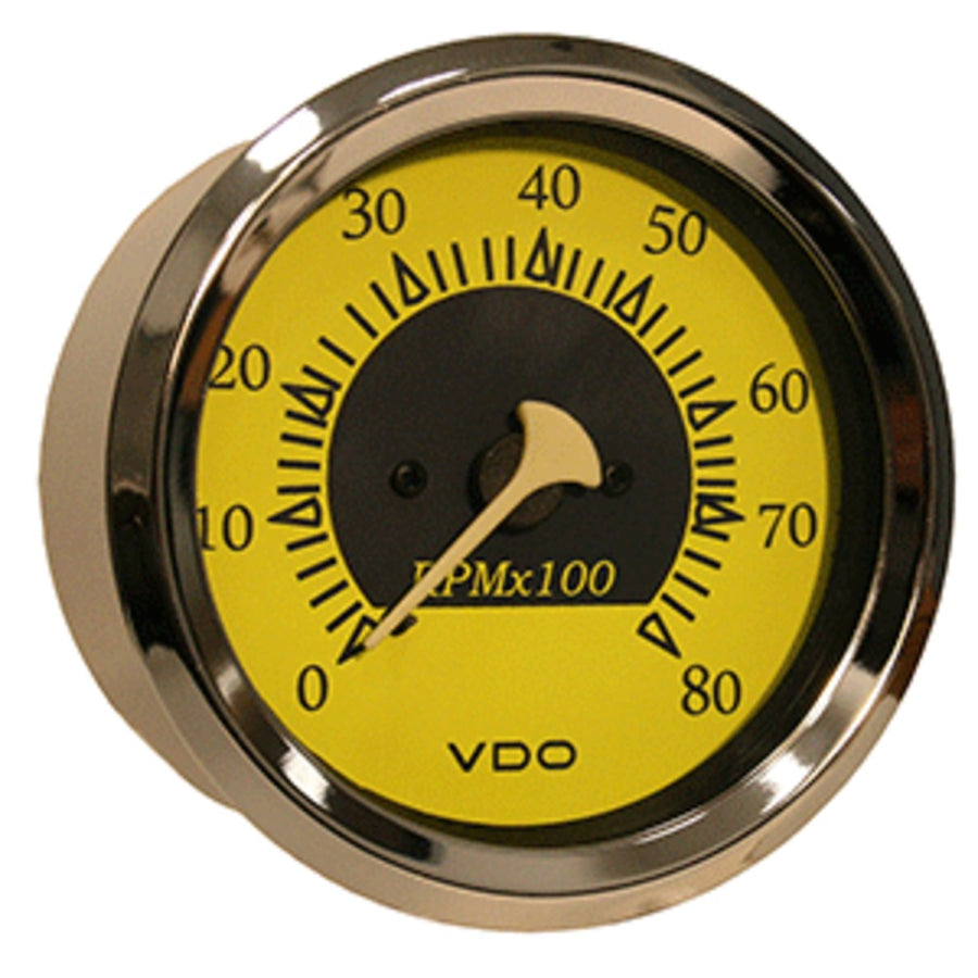 Vdo Allentare Yellow/blue 8000rpm 3-3/8 (85mm) Outboard Tachometer - 12v