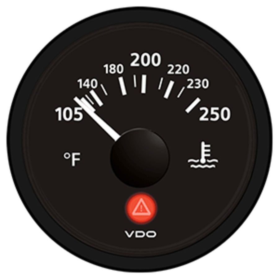Vdo Viewline Onyx 250°f Water Temperature Gauge 12/24v - Use With Vdo Sender