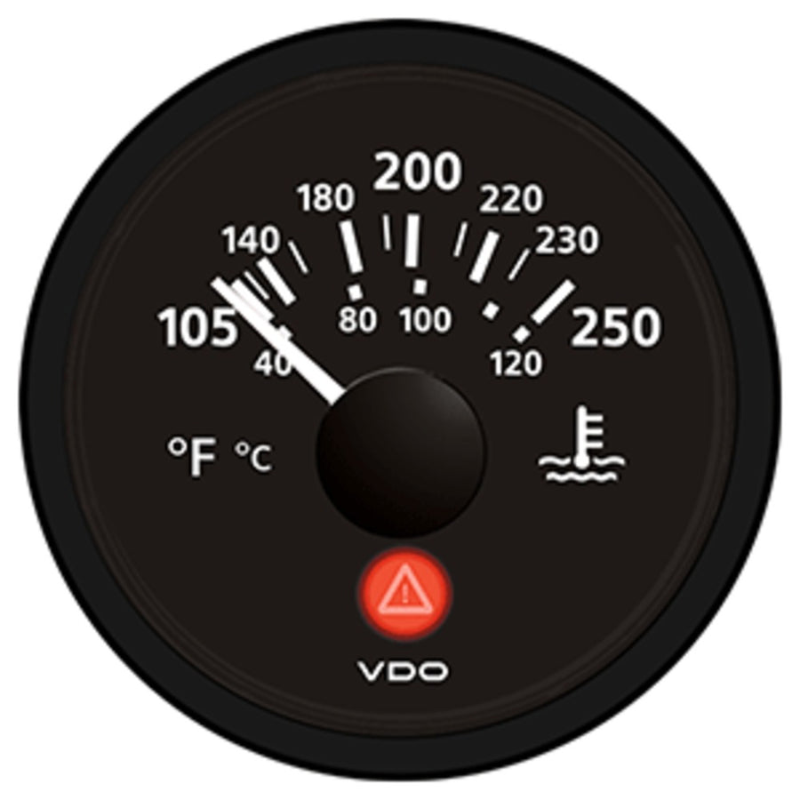 Vdo Viewline Onyx 250°f/120°c Water Temperature Gauge 12/24v - Use With Vdo Sender