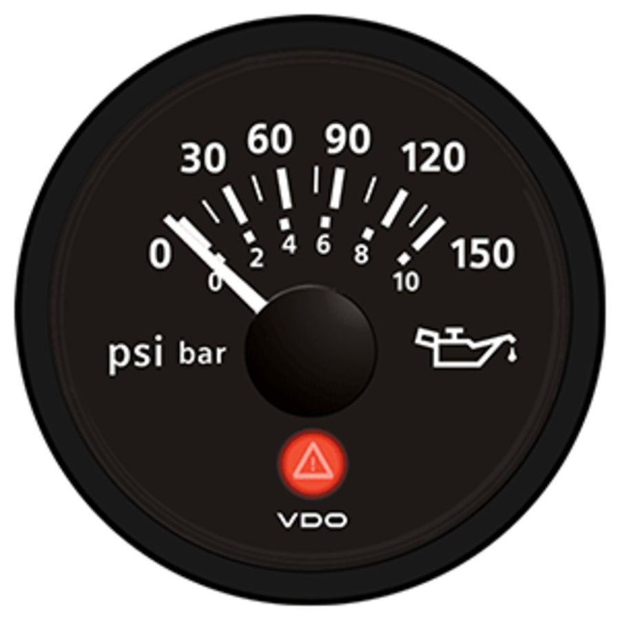 Vdo Viewline Onyx 150 Psi/10 Bar Oil Pressure Gauge 12/24v - Use With Vdo Sender