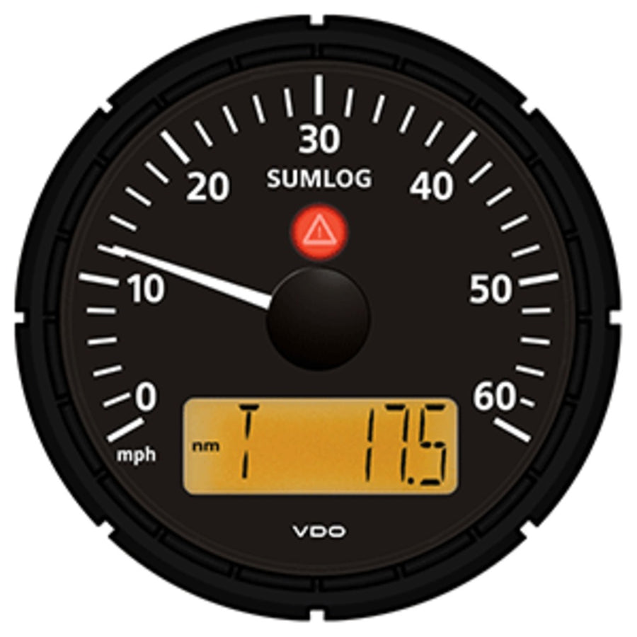 Vdo Viewline Onyx 60mph Sumlog (speed/depth/temp) 3-3/8 (85mm) W/odometer, Clock And Voltmeter - 12/24v