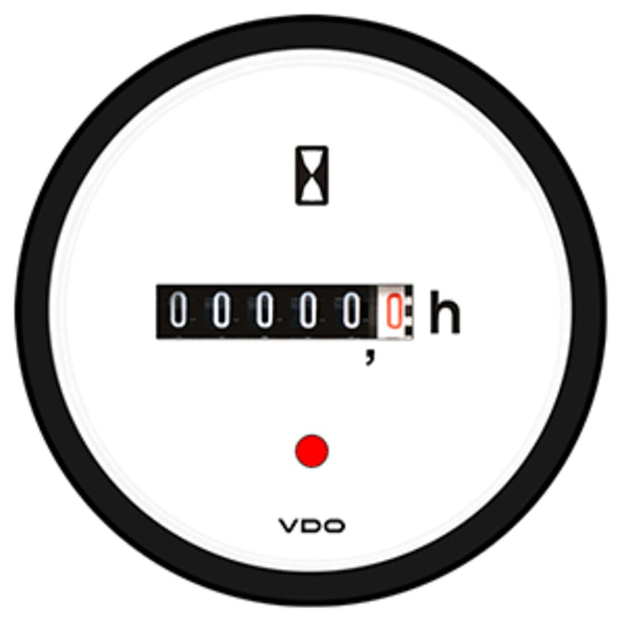 Vdo Viewline Ivory Hourmeter, 100k Hours, Illuminated - 12/24v