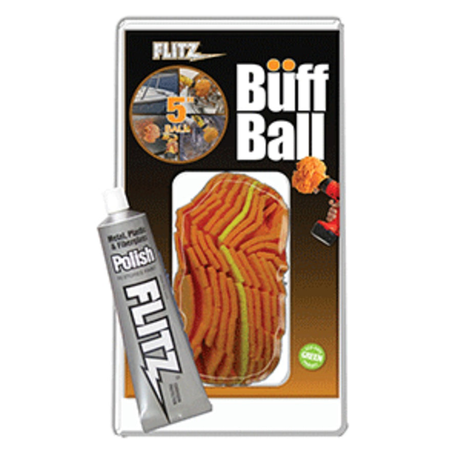 Flitz Buff Ball - Large 5 - Orange W/1.76oz Tube Flitz Polish