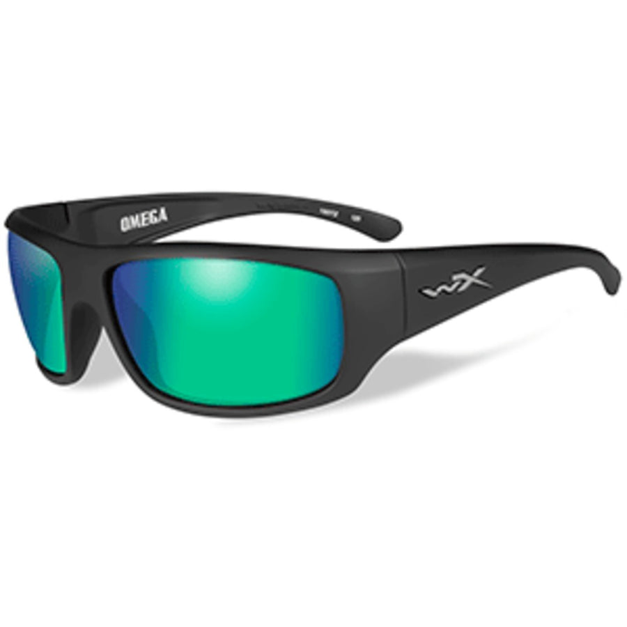 Wiley X Omega Polarized Sunglasses - Emerald Mirror Lens - Matte Black Frame
