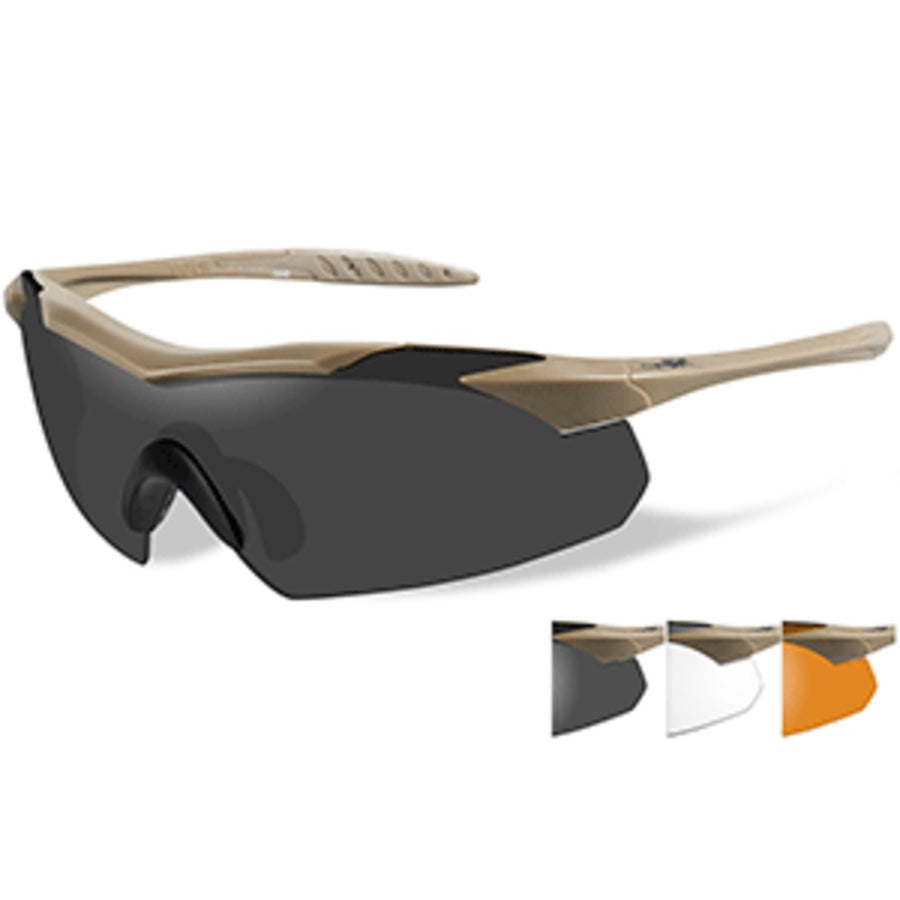 Wiley X Vapor Sunglasses - Smoke Grey/clear/rust Lens - Tan Frame