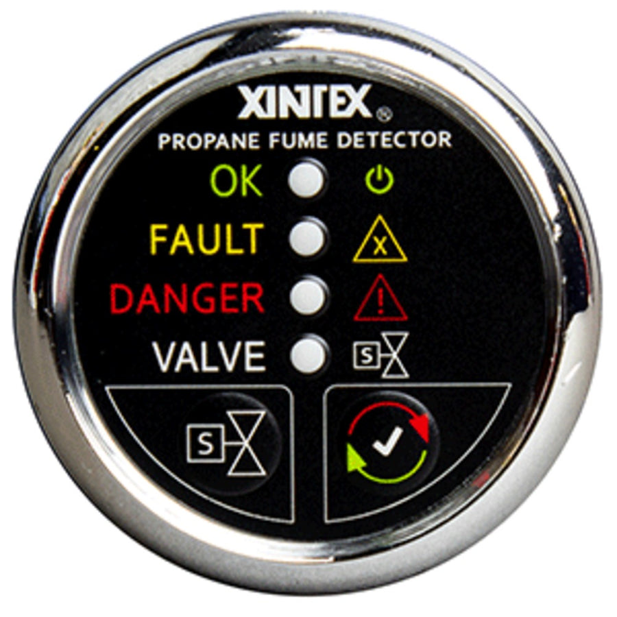 Xintex Propane Fume Detector W/plastic Sensor & Solenoid Valve - Chrome Bezel Display