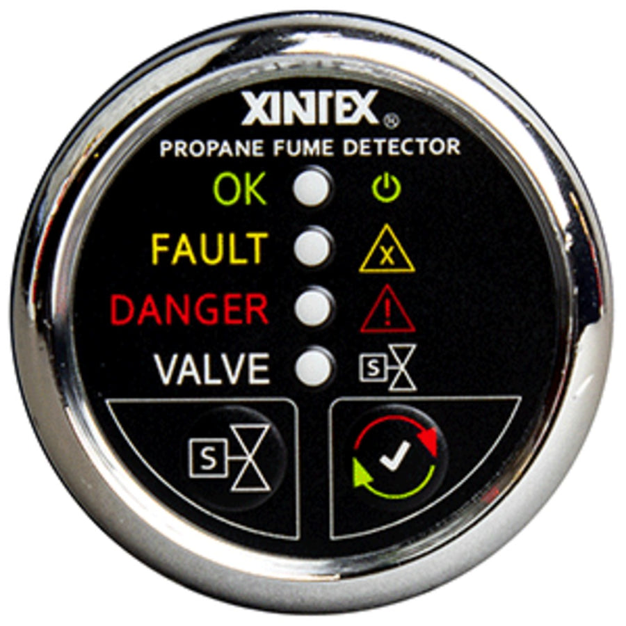 Xintex Propane Fume Detector W/automatic Shut-off & Plastic Sensor - No Solenoid Valve - Chrome Bezel Display