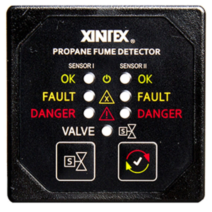 Xintex Propane Fume Detector & Alarm W/2 Plastic Sensors & Solenoid Valve - Square Black Bezel Display