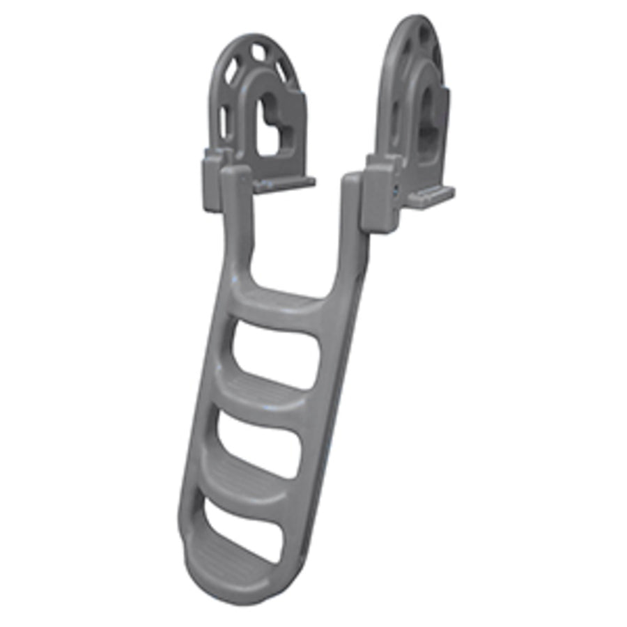 Dock Edge Stand-off Flip-up Polyethylene Roto Molded 4-step Dock Ladder - Grey