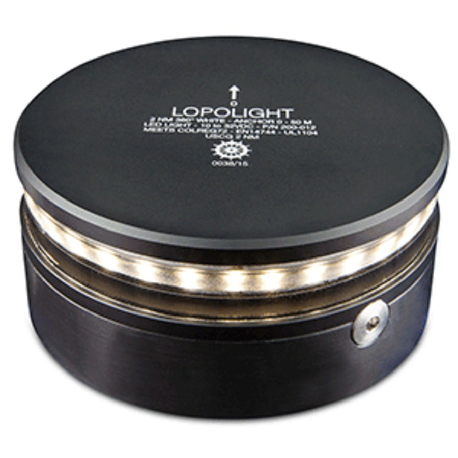 Lopolight 360° White Anchor Light - 2nm F/vessels Up To 164° (50m) - Horizontal Mounting - Black Housing