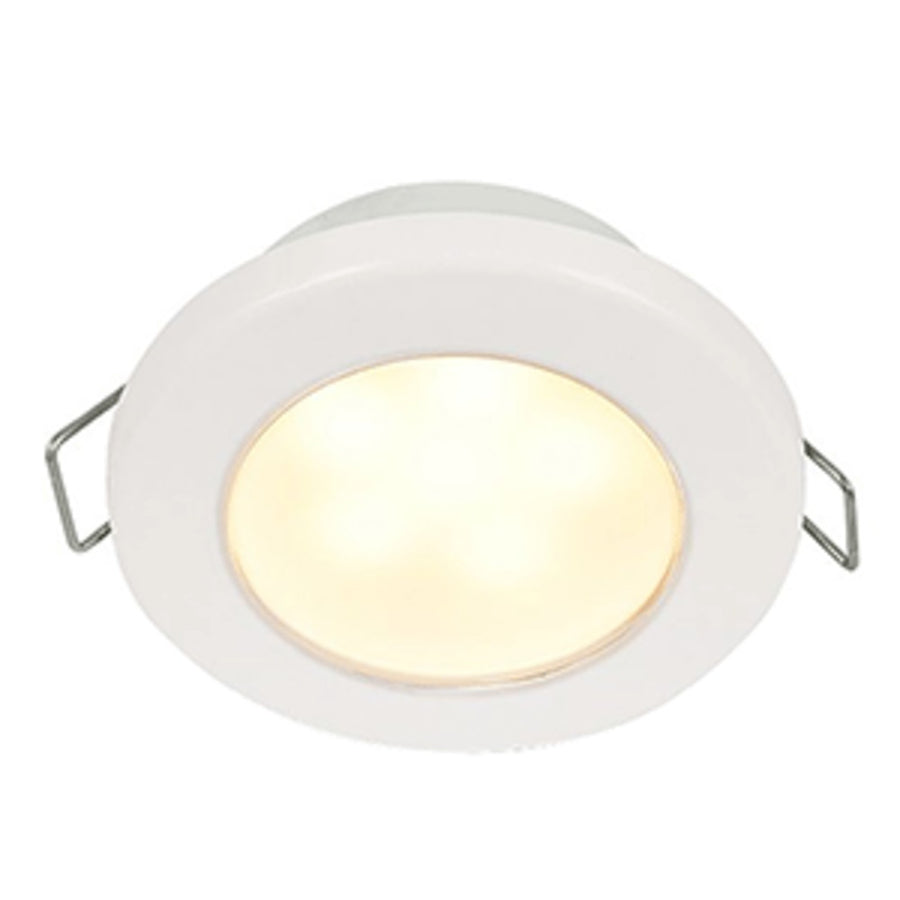 Hella Marine Euroled 75 3 Round Spring Mount Down Light - Warm White Led - White Plastic Rim - 12v