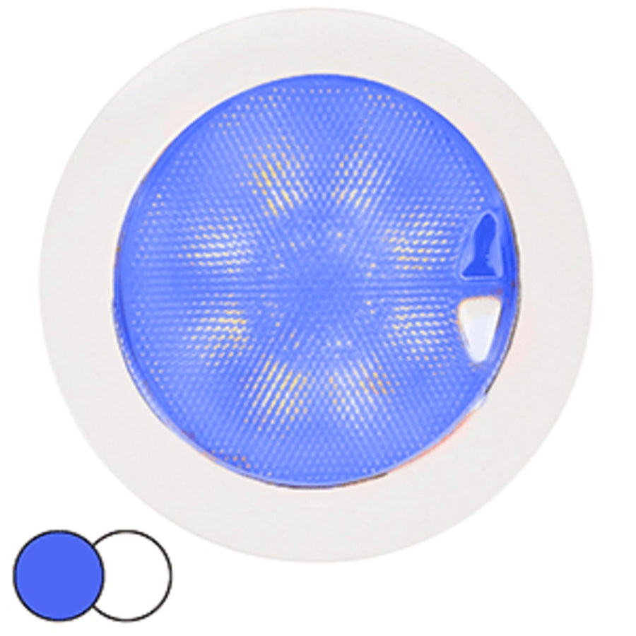 Hella Marine Euroled 150 Recessed Surface Mount Touch Lamp - Blue/white Led - White Plastic Rim