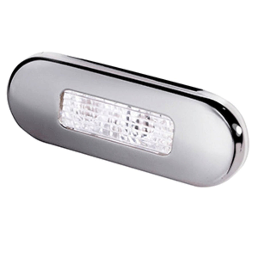 Hella Marine Surface Mount Oblong Led Courtesy Lamp - White Led - Stainless Steel Bezel