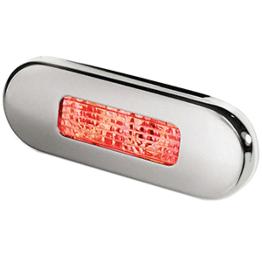 Hella Marine Surface Mount Oblong Led Courtesy Lamp - Red Led - Stainless Steel Bezel