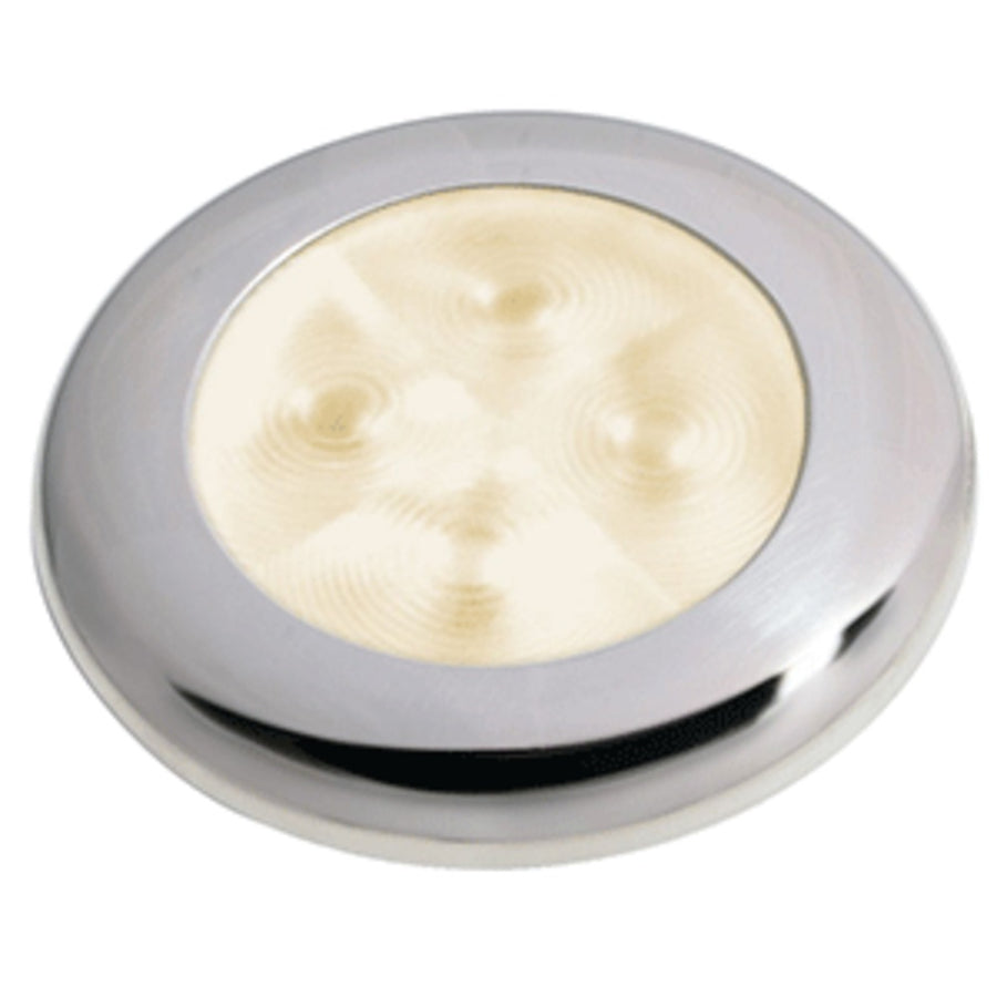 Hella Marine Slim Line Led Enhanced Brightness Round Courtesy Lamp - Warm White Led - Stainless Steel Bezel - 12v
