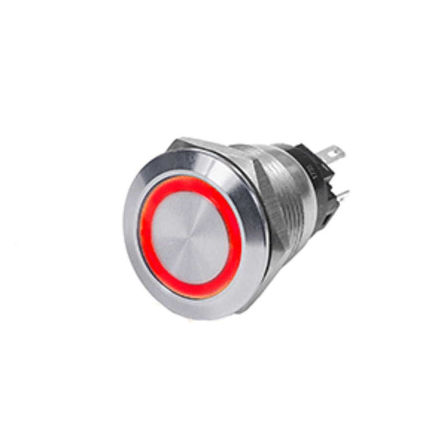 Blue Sea 4162 Ss Push Button Switch - Off-on - Red - 10a