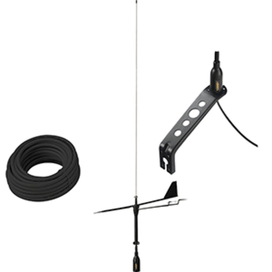 Glomex Black Swan Vhf Antenna W/wind Indicator & 66' Coax Cable