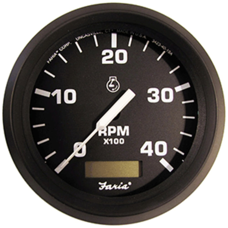 Faria Euro 4 Tachometer W/hourmeter (4000 Rpm) (diesel) (mech Takeoff & Var Ratio Alt)
