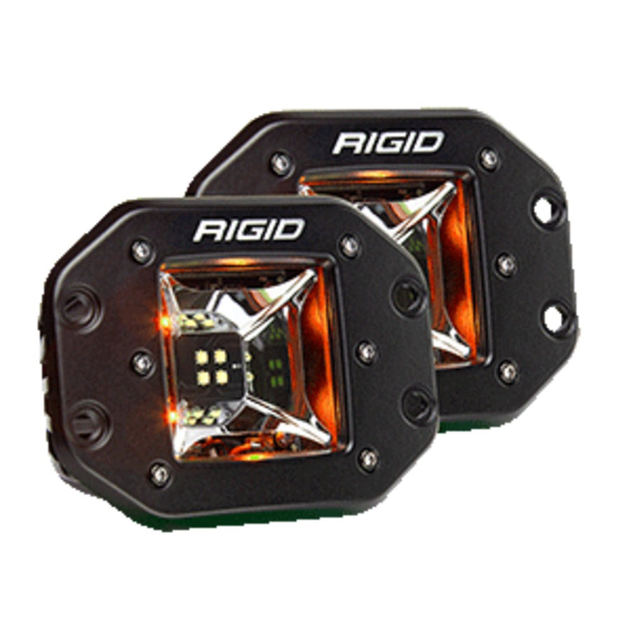 Rigid Industries Radiance Scene Lights - Flush Mount Pair - Black W/amber Led Backlights