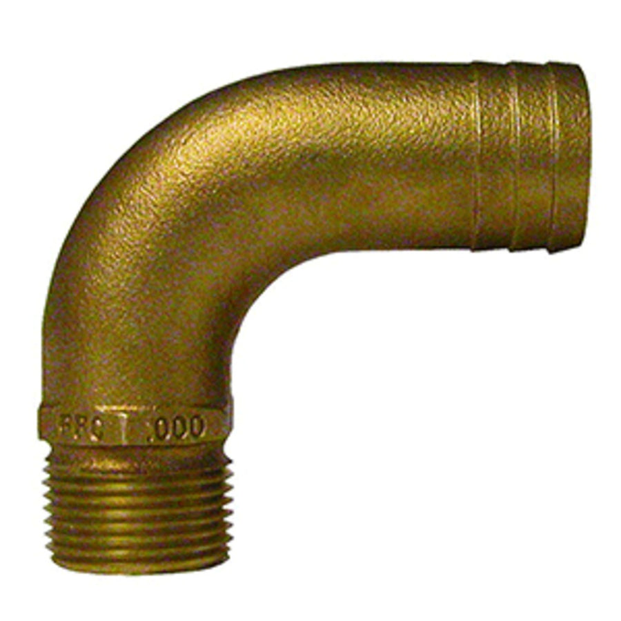 Groco 1/2 Npt X 3/4 Id Bronze Full Flow 90° Elbow Pipe To Hose Fitting