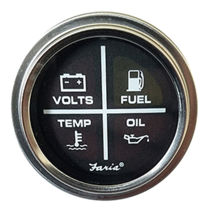 Faria 2 Warning Light Indicator (4-icon) Black W/stainless Steel Bezel