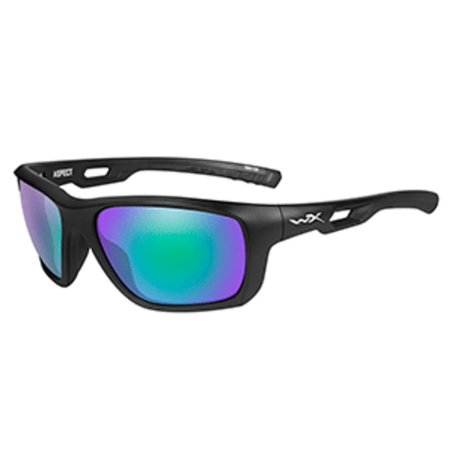 Wiley X Aspect Sunglasses - Polarized Emerald Mirror Lens - Matte Black Frame