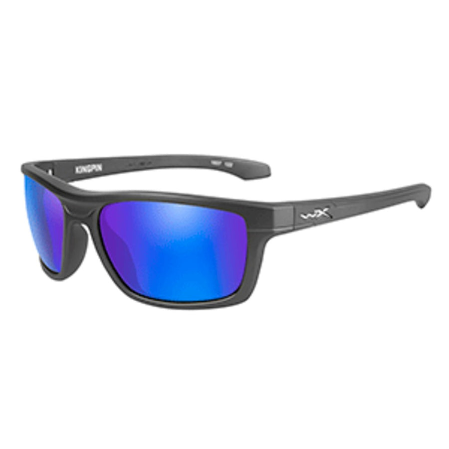 Wiley X Kingpin Sunglasses - Polarized Blue Mirror Lens - Matte Graphite Frame